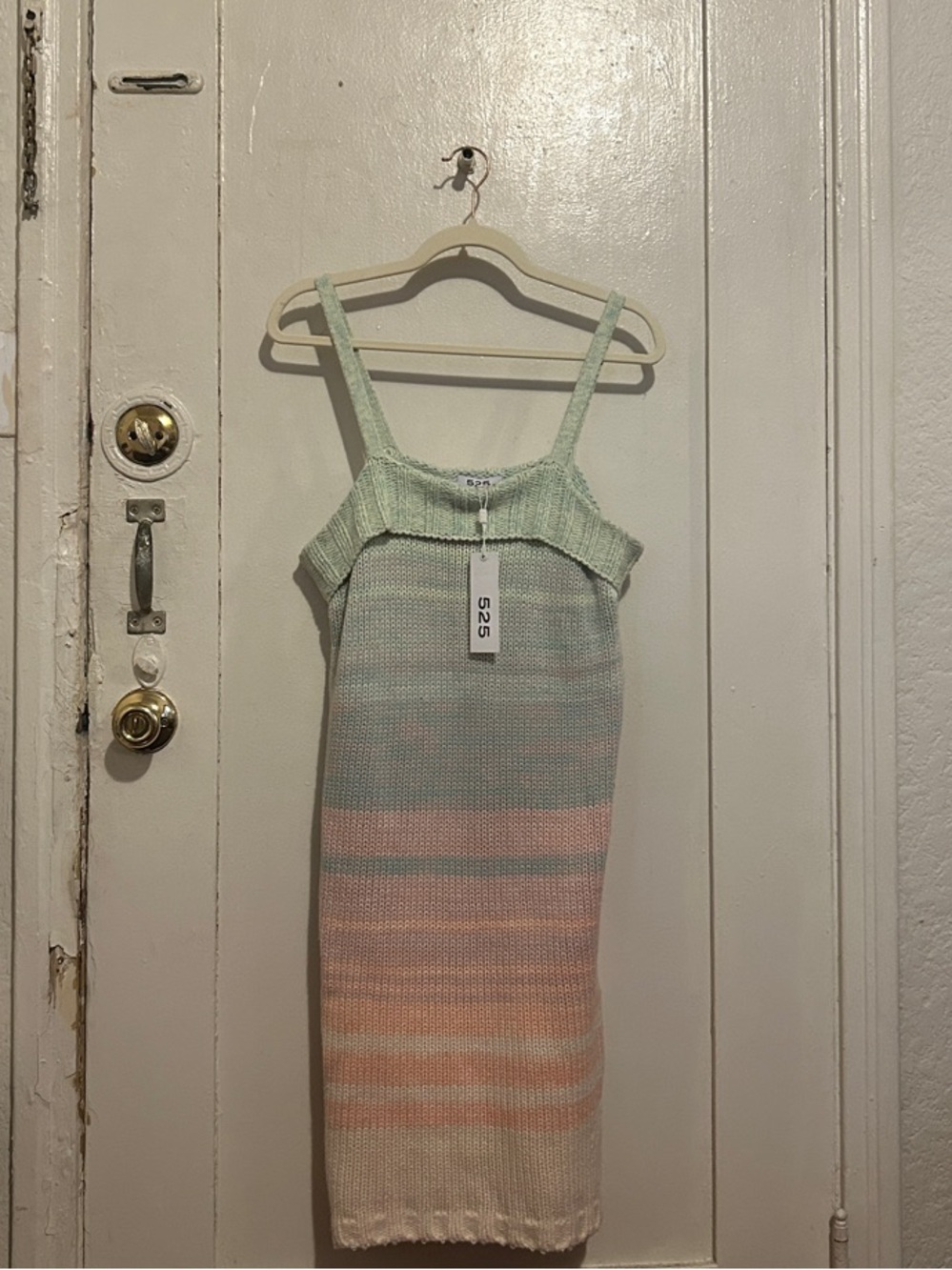 525 America Pastel Striped Knit Midi Dress in Mint, Blue & Peach